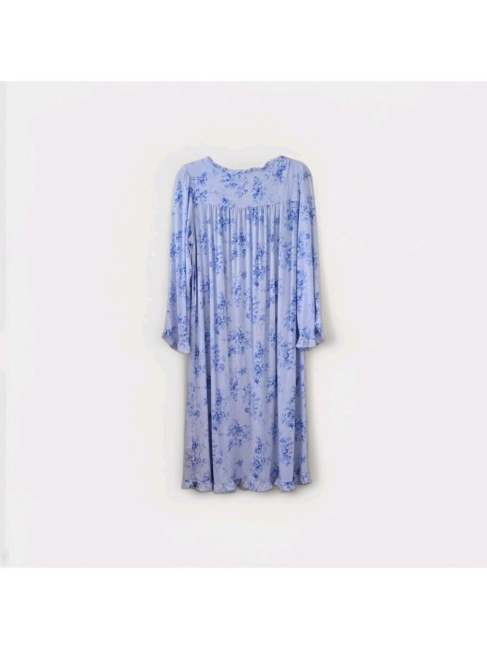 Eileen West Modal Nightgown M Blue Floral Lace Trim Ruffle Sleepwear Trad Wife - Picture 15 of 15